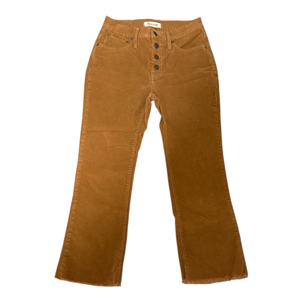 Madewell Women's Cropped Corduroy Flare Pants in Rust Brown